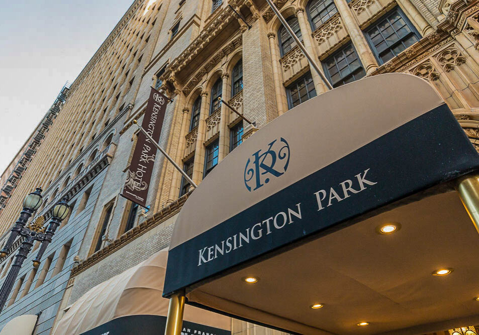 Hotel entrance looking up